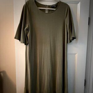 Anthropologie Flutter Sleeve T-Shirt Dress - Olive Green